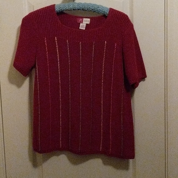 JM Collection med cotton short sleeve sweater - Picture 1 of 7